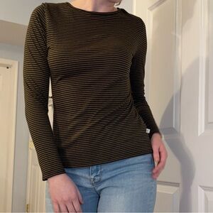 Striped Black & Green Open-Back Top